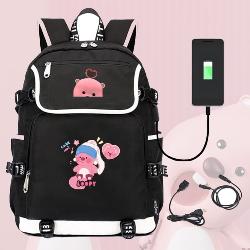 Balo nắp ngang in hình LOPPY ver Nhiều Nhân Vật cặp sách nam nữ đi học đựng đồ dùng học tập