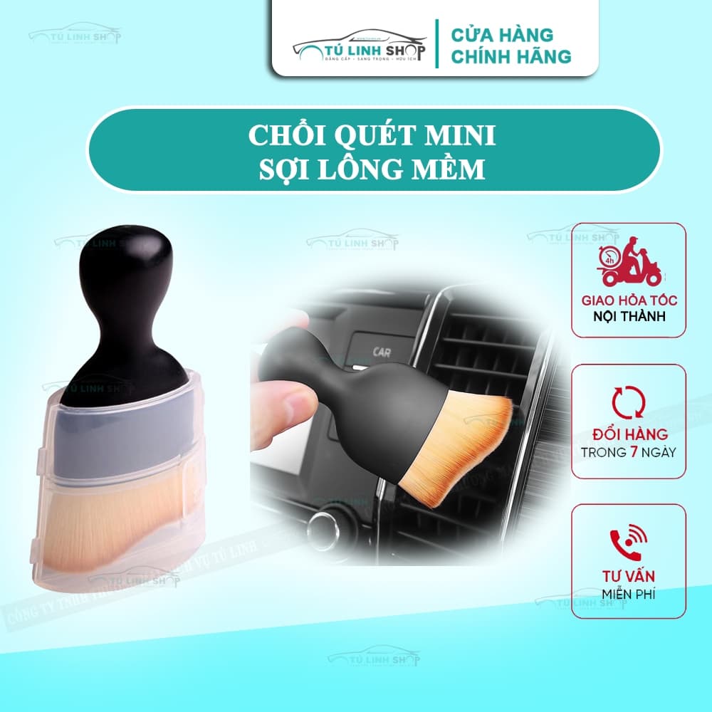 Chổi đầu cong sợi lông mềm dùng vệ sinh nội thất ô tô, bảng điều khiển, cửa thoát khí, làm sạch nhà ở