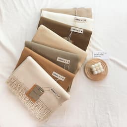 Khăn choàng cashmere giả màu trơn Different tone màu Neutral chất Cashmere dạ len mềm mịn Khăn Choàng Cổ mùa thu đông 8