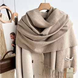 Khăn choàng cashmere giả màu trơn Different tone màu Neutral chất Cashmere dạ len mềm mịn Khăn Choàng Cổ mùa thu đông 2
