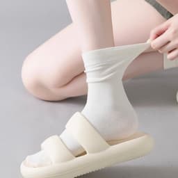 Sét 5 Đôi Tất Cổ Cao, Vớ Vải Cotton Trơn Mềm , 3 Màu Cổ Bo Chun Siêu Co Giãn tt45 LILIRIA 6