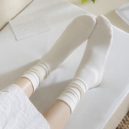 Sét 5 Đôi Tất Cổ Cao, Vớ Vải Cotton Trơn Mềm , 3 Màu Cổ Bo Chun Siêu Co Giãn tt45 LILIRIA 3