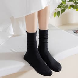 Sét 5 Đôi Tất Cổ Cao, Vớ Vải Cotton Trơn Mềm , 3 Màu Cổ Bo Chun Siêu Co Giãn tt45 LILIRIA 8