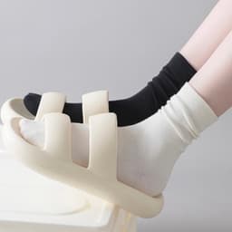 Sét 5 Đôi Tất Cổ Cao, Vớ Vải Cotton Trơn Mềm , 3 Màu Cổ Bo Chun Siêu Co Giãn tt45 LILIRIA 1