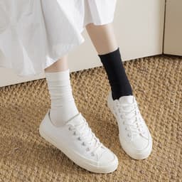 Sét 5 Đôi Tất Cổ Cao, Vớ Vải Cotton Trơn Mềm , 3 Màu Cổ Bo Chun Siêu Co Giãn tt45 LILIRIA 5
