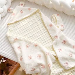 Chăn ủ sơ sinh TRẦN BÔNG, Xô Muslin Hạt Đậu, chăn quấn mùa đông cho bé, ủ kén hình gấu 8