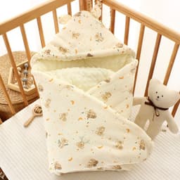 Chăn ủ sơ sinh TRẦN BÔNG, Xô Muslin Hạt Đậu, chăn quấn mùa đông cho bé, ủ kén hình gấu 4