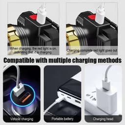 Đèn Pin Đội Đầu Siêu Sáng Kèm Sạc Chống Nước, Đèn LED Chiếu Xa Siêu Sáng- Dây Đeo Dung Lượng Cao 9