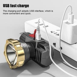 Đèn Pin Đội Đầu Siêu Sáng Kèm Sạc Chống Nước, Đèn LED Chiếu Xa Siêu Sáng- Dây Đeo Dung Lượng Cao 8