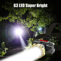 Đèn Pin Đội Đầu Siêu Sáng Kèm Sạc Chống Nước, Đèn LED Chiếu Xa Siêu Sáng- Dây Đeo Dung Lượng Cao 2