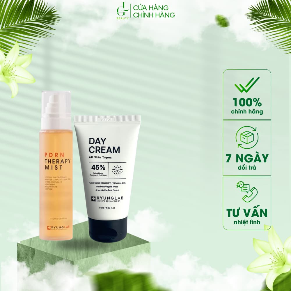Xịt khoáng và Kem dưỡng trắng nâng tone Kyung Lab PDNR Therapy Mist  cấp ẩm phục hồi bảo vệ da 50ml
