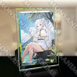 (Kèm ảnh) Khung kính in hình Frieren quà tặng anime chibi trang trí để bàn 2 size 7