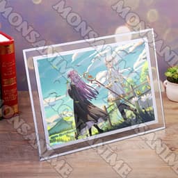 (Kèm ảnh) Khung kính in hình Frieren quà tặng anime chibi trang trí để bàn 2 size 2