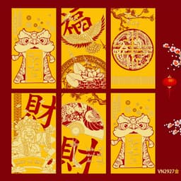 Set 10 Bao Lì Xì, Tờ Tiền 100 USD, Hình Thú, Tấn Tài Tấn Lộc, Phúc Lộc Thọ, Phong Bì Đỏ, Vàng. 2