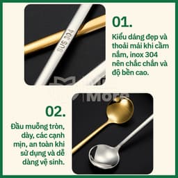 Muỗng, thìa cafe inox 304 đầu tròn, pha cà phê, trà cao cấp, sang trọng, an toàn sức khỏe Mixmore 3