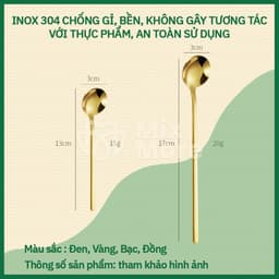 Muỗng, thìa cafe inox 304 đầu tròn, pha cà phê, trà cao cấp, sang trọng, an toàn sức khỏe Mixmore 2