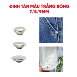 Nút đinh tán Size 7-8-9mm Mặt trơn Màu bạc Hàng không gỉ sét Nút trang trí quần áo, túi xách, gia cố túi quần jean. 1