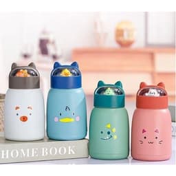 Bình đựng Nước  360ml Nắp Thú. Bình nước  360ml nắp thú dễ thương lõi thủy tinh 2