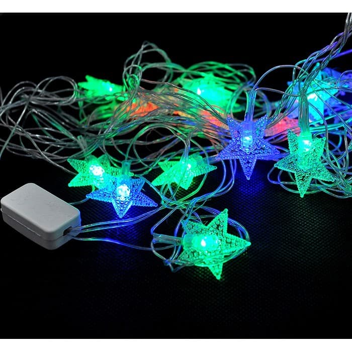 Dây Đèn Led Ngôi Sao Nhỏ 4M Chớp Đủ Màu. 4m 16 ngôi sao trang trí noel, giáng sinh