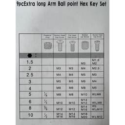 Bộ lục giác Yeti loại dài tiêu chuẩn đầu bi, đầu bông 9 món thép Chrome Vanadium siêu cứng, bền bỉ 9