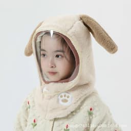Khăn Mũ Chùm Kín Đầu Cho Bé Trai Và Bé Gái 3-12 Tuổi, Mũ Lông Cừu Kèm Kính 3 in 1 Có Thể Tháo Rời 2