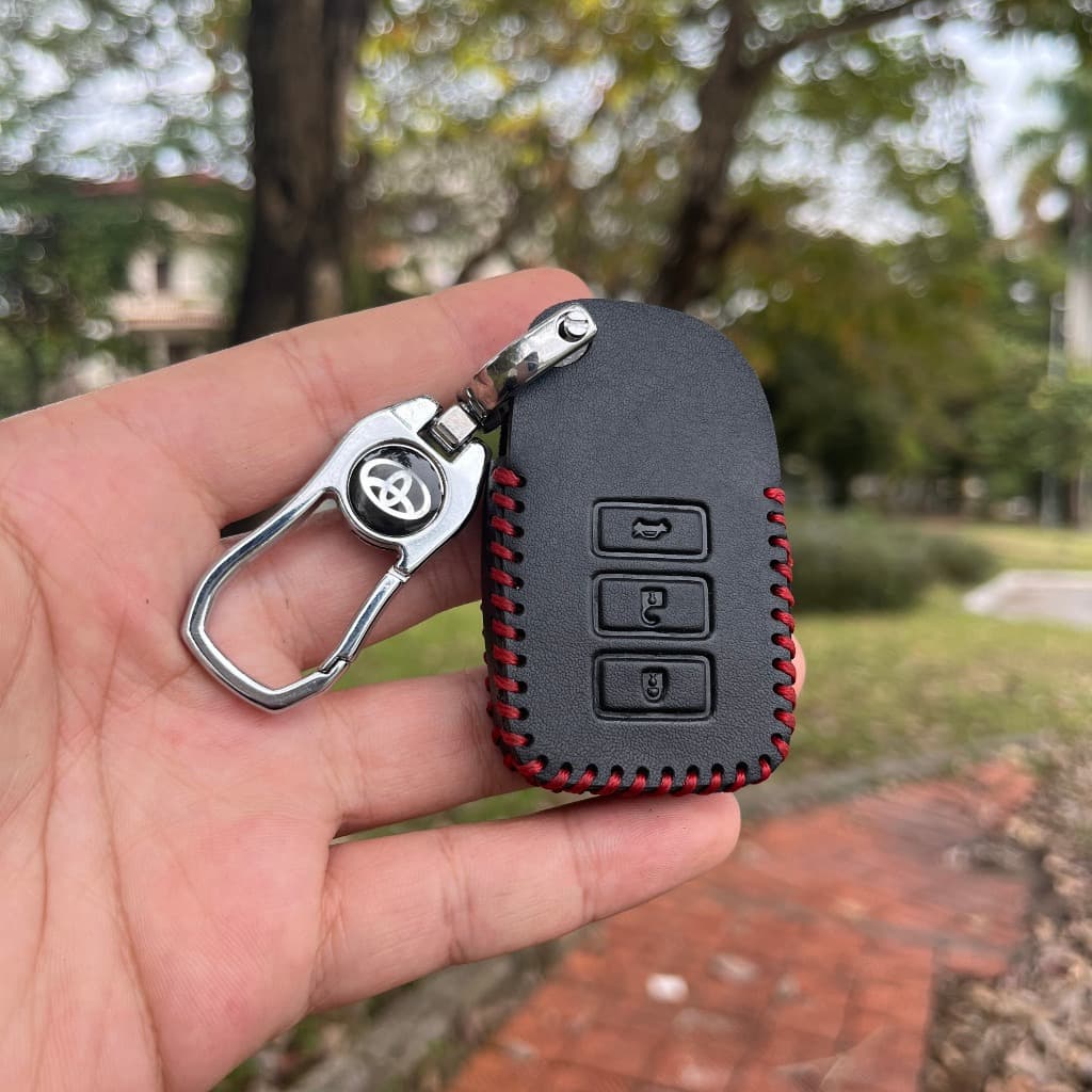 Bao da chìa khoá Vios thông minh đời 2019-2024 da bò khâu tay nguyên miếng