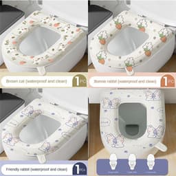 Đệm lót bồn cầu giữ ấm chống vi khuẩn bằng EVA chống thấm in họa tiết xinh xắn 43x39cm 2