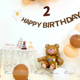 Set trang trí sinh nhật hình gấu nâu cho bé trai và bé gái HQ19 5