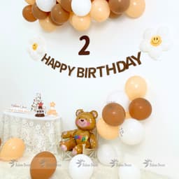 Set trang trí sinh nhật hình gấu nâu cho bé trai và bé gái HQ19 8