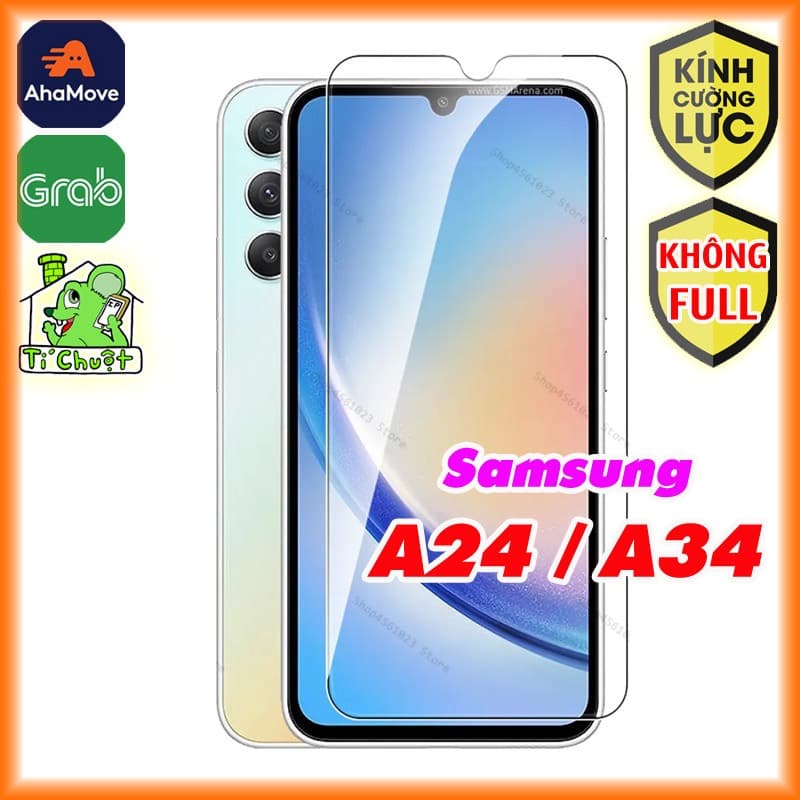 [Không FULL] Kính CL Samsung A24 4G/ A34 5G Cường Lực 2.5D-9H-0.26mm
