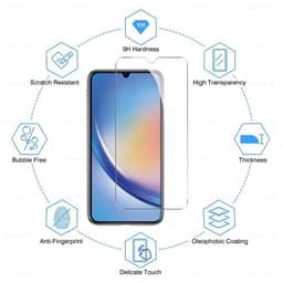 [Không FULL] Kính CL Samsung A24 4G/ A34 5G Cường Lực 2.5D-9H-0.26mm 6
