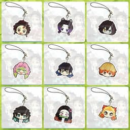 (mua 1 tặng 1) Móc dây treo điện thoại KIMETSU NO YAIBA ver mặt cười in hình Thanh Gươm Diệt Quỷ chibi 1