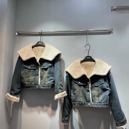 Áo khoác jean cổ lông quảng châu, áo bò lót lông có big size 3
