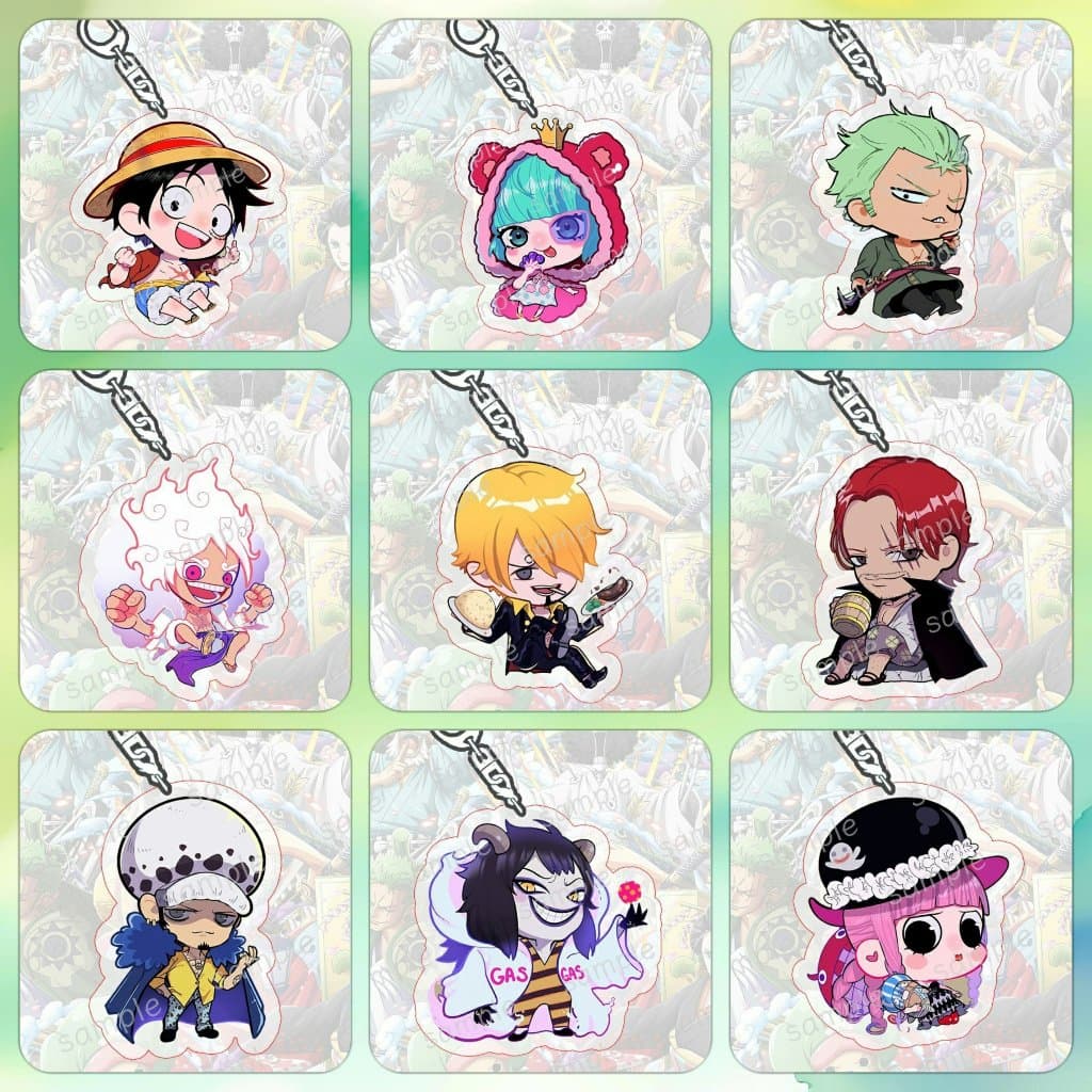 (mua 1 tặng 1) Móc khóa ONE PIECE ver HOẠT ĐỘNG Đảo hải tặc mica trong acrylic in hình anime chibi quà tặng độc đáo