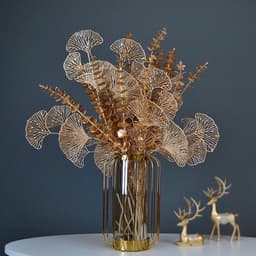 Cành Lá rẻ quạt Phủ Nhũ Vàng Đồng, rẻ quạt vàng kim Sang Chảnh Trang Trí Giáng Sinh, Tháp Quà Tặng, Decor Phòng 2