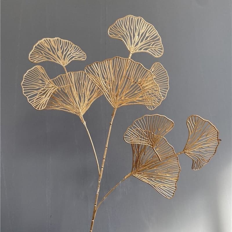 Cành Lá rẻ quạt Phủ Nhũ Vàng Đồng, rẻ quạt vàng kim Sang Chảnh Trang Trí Giáng Sinh, Tháp Quà Tặng, Decor Phòng
