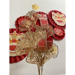Cành Lá rẻ quạt Phủ Nhũ Vàng Đồng, rẻ quạt vàng kim Sang Chảnh Trang Trí Giáng Sinh, Tháp Quà Tặng, Decor Phòng 5