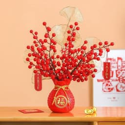 Cành đông đào 12 nhánh, trang trí tết, trang trí noel, trang trí tiệc, cắm hoa Decor Phòng 4