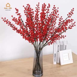 Cành đông đào 12 nhánh, trang trí tết, trang trí noel, trang trí tiệc, cắm hoa Decor Phòng 7