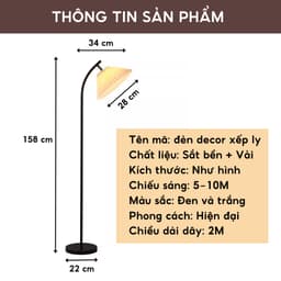 🔥(KÈM BÓNG) Đèn cây đứng phong cách hiện đại chân cao chai vải xếp ly sang trọng cổ điển trang trí decor phòng ngủ phòng 6