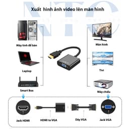 Cáp chuyển HDMI sang VGA Full HD 1080P chất lượng cao – Dùng cho máy tính, laptop, projector 2