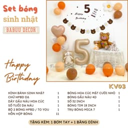 Set bóng trang trí sinh nhật hình gấu nâu 3D đáng yêu dành cho bé trai và bé gái HQ13 2