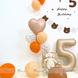 Set bóng trang trí sinh nhật hình gấu nâu 3D đáng yêu dành cho bé trai và bé gái HQ13 9