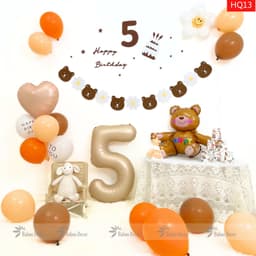 Set bóng trang trí sinh nhật hình gấu nâu 3D đáng yêu dành cho bé trai và bé gái HQ13 1
