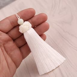 Tua Rua Đầu Kết Đính Hạt Trắng Dài 9cm Nhiều Màu - Dây Treo Cổ Trang Trang Trí Làm Đồ Handmade 6