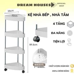 Kệ Nhựa Góc 4 Tầng Có Bánh Xe và Kệ đựng đồ đa Năng 4 Tầng Nhựa ABS Có Bánh Xe (Chữ Nhật) 5
