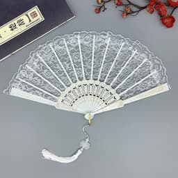 Quạt NHỰA REN cổ trang nan múa khiêu vũ cầm tay cosplay trang trí trưng bày đẹp 8