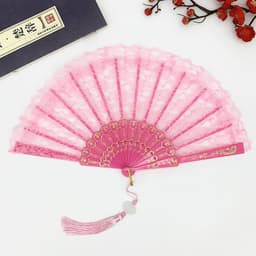 Quạt NHỰA REN cổ trang nan múa khiêu vũ cầm tay cosplay trang trí trưng bày đẹp 9