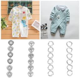 Cúc sắt vành Cúc áo em bé Nút 5 chấu Nút bấm 4 thành phần Hợp kim không gỉ Màu bạc Size 9mm/11mm 6