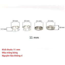 Cúc sắt vành Cúc áo em bé Nút 5 chấu Nút bấm 4 thành phần Hợp kim không gỉ Màu bạc Size 9mm/11mm 4